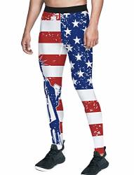 Queen Area Men's Compression Workout Training Pants American Flag Running Sports Leggings XL