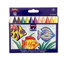 Wax Crayons 12 Large Assorted Colours - 10 Pack