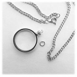 Coin Holder Bezel Quarter Usa 25 Cent Silver Tone Link Necklace 20" Chain Kit Parts