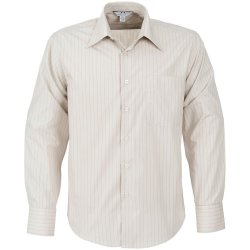 Mens Long Sleeve Manhattan Striped Shirt - Khaki