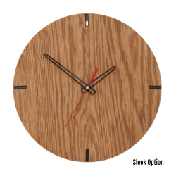 Mika Wall Clock In Oak - 250MM Dia Natural Sleek Red Second Hand