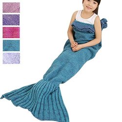 Mermaid Tail Blanket Crochet And Mermaid Blanket For Adult Kids Super Soft All Seasons Sleeping Blankets 55 Inch X 28 Inch Kids blue