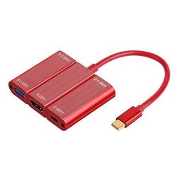 USB C To USB HDMI Hub Amalink 2K4K HD Type C Adapter Pd Charger Red
