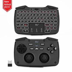 Backlit Version Rii RK707 3 In 1 Multifunctional 2.4GHZ Wireless Portable Game Controller 62-KEY Rechargeable Keyboard Mouse Combo Turbo Vibration Function For Pc raspberry PI2 ANDROID Tv