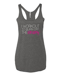 Panoware Women's Funny Workout Tank Top I Workout To Burn Off The Crazy Heather Grey Medium