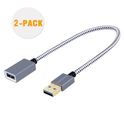 CableCreation Short USB3.0 Extension Cable 2-PACK USB 3.0 A Male To Female Extender Compatible Oculus VR Playstation Xbox Keyboard Printer Sca