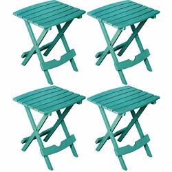Adams Manufacturing 8500-48-3700 Plastic Quik-fold Side Table Teal Set Of 4 + Free 84 Inch Round Tablecloth