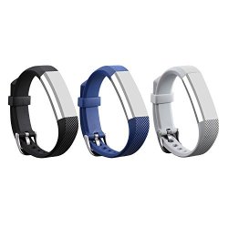 I-smile 3PCS Newest Replacement Wristband With Secure Clasps For Fitbit Alta Only No Tracker Replacement Bands Only Black&navy&grey