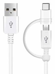 Full Power 5A Microusb And USB Typec Combo Cable For Bose Noise Cancelling Headphones 700 Provides True USB Fast Quick Charging Speeds White