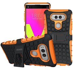 LG V20 Case Oeago LG V20 Cover Accessories Shockproof Impact Protection Tough Rugged Dual Layer Protective Case With Kickstand For LG V20 - Orange