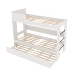 Bunk Bed With Roll Out Trundle Set - White