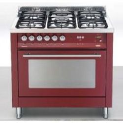 Professional 900 Gas electric Stove With Multifunction Oven Red And Brushed Stainless Steel