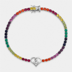Gert Johan Coetzee Sterling Silver 5.70CT Rainbow Cubic Zirconia Love Generation Love Knot Tennis Bracelet