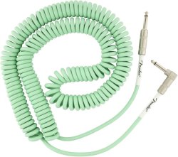 Fender Original Series 9M 1 4 Inch Jack To 1 4 Inch Angled Jack Coil Instrument Cable Surf Green