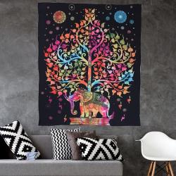 Indian Elephant Mandala Tablecloth Wall Tapestries 203X153CM - 011 203X153CM