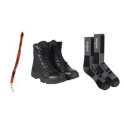 Ballistic Round Toe Hiking & Tactical Boot With Sniper Africa Socks Combo Black