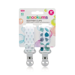 Snookums Baby Soother Clips 2 Pack Universal Dummy Leash Leaf