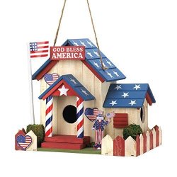 Outdoor Birdhouse Wooden Hanging Gazebo American Flag Design Kit For Kids Unique Diy Garden Patio Decor