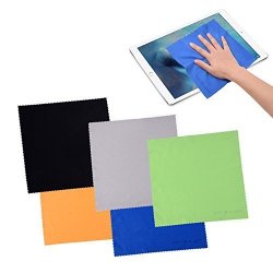 Extra Large Microfiber Cleaning Cloths - 5 Pack - 8 X 8 Inch Black Grey Green Blue Yellow