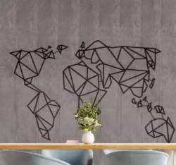Gray And Black World Map 3D Mural Wallpaper