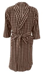 S Shawl Collar Terry Bathrobe One Size Fits All Checked Brown