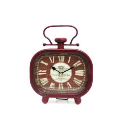 Square Clock with Red Crown Design