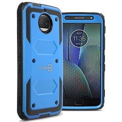Motorola Moto G5S Plus Case Coveron Tank Series Protective Full Body Phone Cover With Tough Faceplate - Blue
