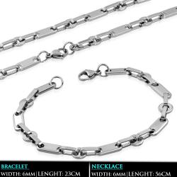 Stainless Steel Men's Oval Link Chain & Bracelet Set