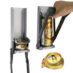 AYNOO INC. 16 Oz Cans Crusher Wall Mounted Soda Beer Can Bottle Crusher Opener easy Pull Large Metal Auto Dispensing Soda Beer Smasher 16OZ Grey