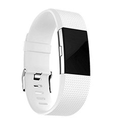 For Fitbit Charge 2 Bands Replacement For Fitbit Charge 2 Hr Smartwatch Fitness Wristband Adjustable Sport Strap Bands Large Small White Large 6.7"-8.1" Wrist