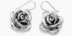 Silver Finish Dangling Rose Earrings