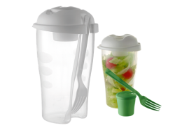 SHAKER Salad With Salad Dressing Container And Fork - White