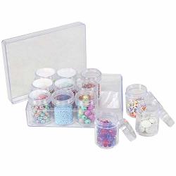 Everything Mary Plastic Bead Storage Box With 12 Removable & Stackable Jars- Clear Organizer Storage For Large Small MINI Tiny Beads - Plastic Snap