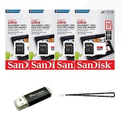 4 Pack - Sandisk Ultra 32GB Micro Sd Sdhc Memory Flash Card Uhs-i Class 10 SDSQUAR-032G-GN6MA Whole Lot W sd tf USB Reader + Wisla Trust