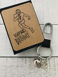 Leather Football 16TH Birthday Masculine Keepsake Football Key Chain With Gift Packaging For Boy Or Girl
