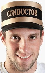 New Black Engineer Train Conductor Hat Cap Gold Trim Railroad Adult