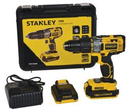 Stanley Tools Stanley 18V Cordless Hammer Drill With Metal Chuck+ 2X2AH Battery + Kitbox