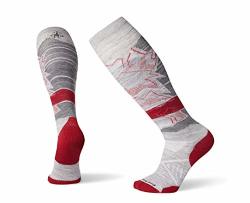 SmartWool Phd Outdoor Light Crew Socks - Ski Elite Pattern Wool Performance Sock Men's & Women's Light Gray Medium