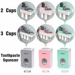 Creative Toothbrush Holder Magnetic Adsorption Inverted Cup Wall Mount Firmly Bathroom Storage Rack Toothpaste Squeezer Family Set Pink 3 Cups Set With Toothpaste Squeezer