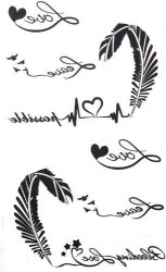 King Horse Ggsell The New Release Tattoo Stickers Waterproof Female Black And White Letters Of The Alphabet Ecg Feather Fake Tattoos