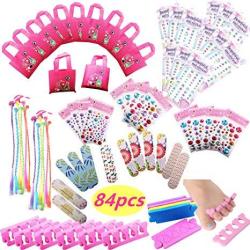 Spa Party Favors For Girls Multiple Spa Party Supplies- 12 Tote Bags 12 MINI Emery Boards 12 Colored Hair Clip Braids 24 Toe Separators