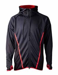 Assassins Creed Odyssey Technical Hexagonal Full Length Zipper Hoodie Male Small Black red HD516544ACO-S
