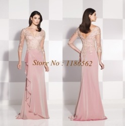 Mother Of The Bride -opulent V Neck Organza Appliques Beaded 2015 Style Pink Mother Of Bride Dress T