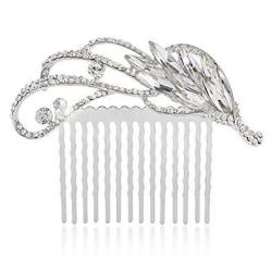 Ever Faith Silver-tone Rhinestone Crystal Art Deco Floral Wedding Hair Comb