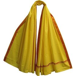Indian Cotton Yoga Meditation Gold Border Prayer Shawl Wrap Scarf Fabric Large Yellow