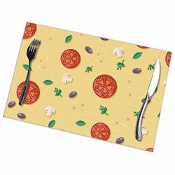 Juliet Store Pattern With Tomatoes Olives Mushrooms Placemats Set Of 6 For Dining Table Washable Woven Vinyl Placemat Non-slip Heat Resistant Kitchen Table Mats