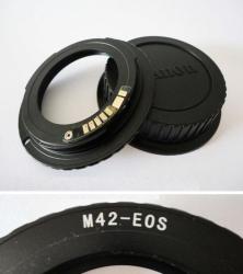 M42 Lens To Canon Eos Ef Adapter With Af Confirm Chip And Dust Cap