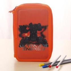 School Stationery Office Supply Creative Multi-layer Pen Pencil Case Bag Orange Mecha