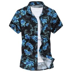 Summer Fashion Floral Lounge Short-sleeved Casual Holiday Men Beach Shirts S-4XL