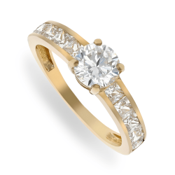 Yellow Gold & Cubic Zirconia Woman&apos S Radiant Dress Ring